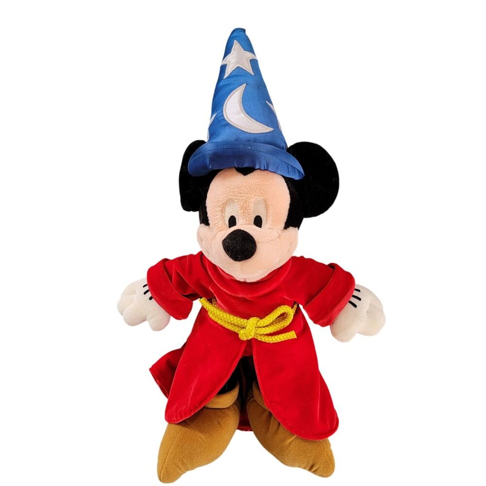 Disney Mickey Mouse Fantasia Plush 20" Sorcerers Apprentice Red Robe & Blue Hat